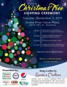 Bingham County Christmas Tree Lighting Ceremony @ Snake River Travel Plaza
