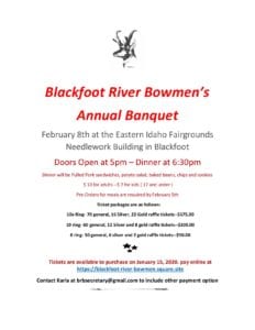 Blackfoot River Bowmen's Annual Banquet @ Blackfoot River Bowmen's Annual Banquet