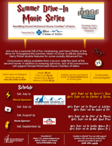 Harry Potter Summer Drive-in Movie Series - Benefiting the Ronald McDonald House Charities of Idaho @ Motor Vu Drive-in