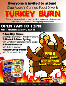 Turkey Burn & Canned Food Drive @ Club Apple