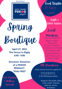 Spring Boutique Benefitting The East Idaho Period Project @ The Venue
