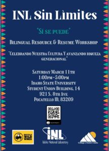 INL Sin Limites FREE Bilingual Resource & Resume Workshop @ Idaho State University Student Union Building 14
