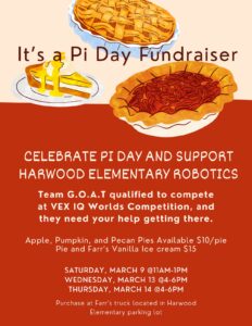 Pi day fundraiser @ Harwood Elementary